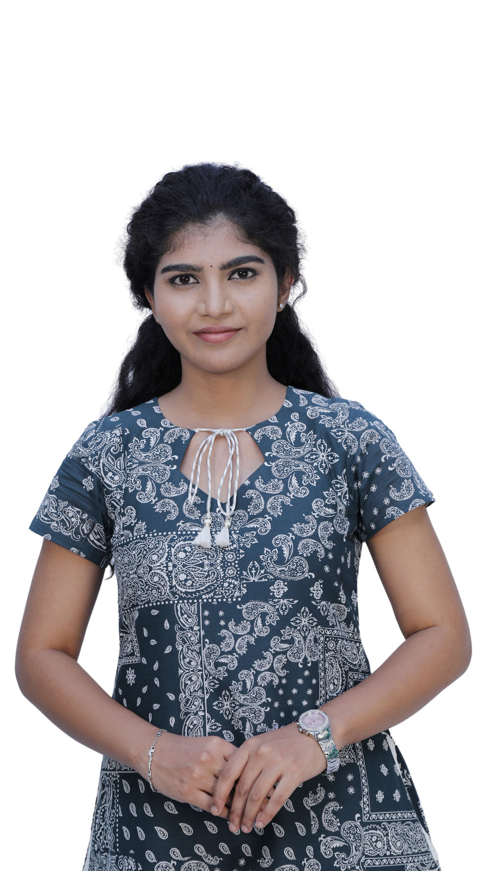 Women Paisley A-line Kurta( Navy Blue) | S3K551