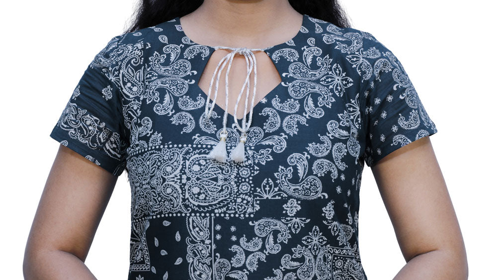 Women Paisley A-line Kurta( Navy Blue) | S3K551