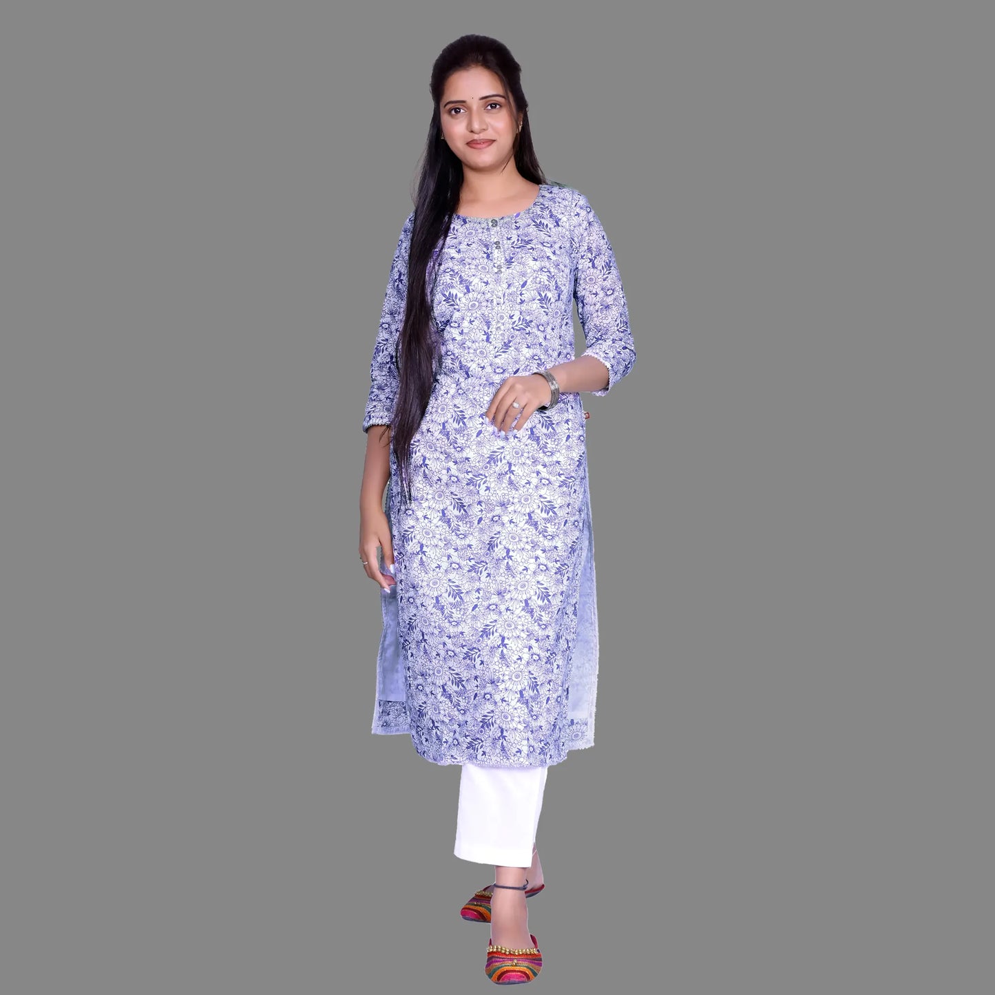 Women Floral Print Pure Cotton A-line Kurta | S3K835
