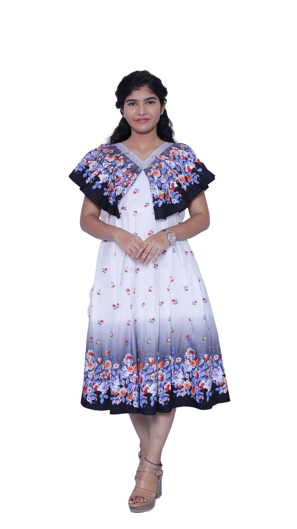 White Floral Print Maxi | S3G664