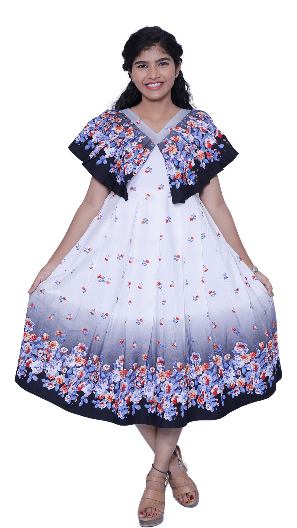 White Floral Print Maxi | S3G664
