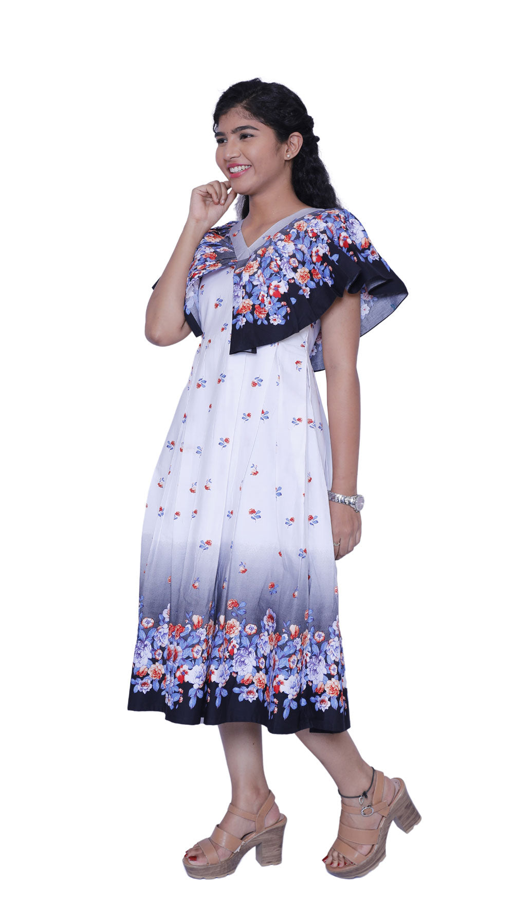 White Floral Print Maxi | S3G664