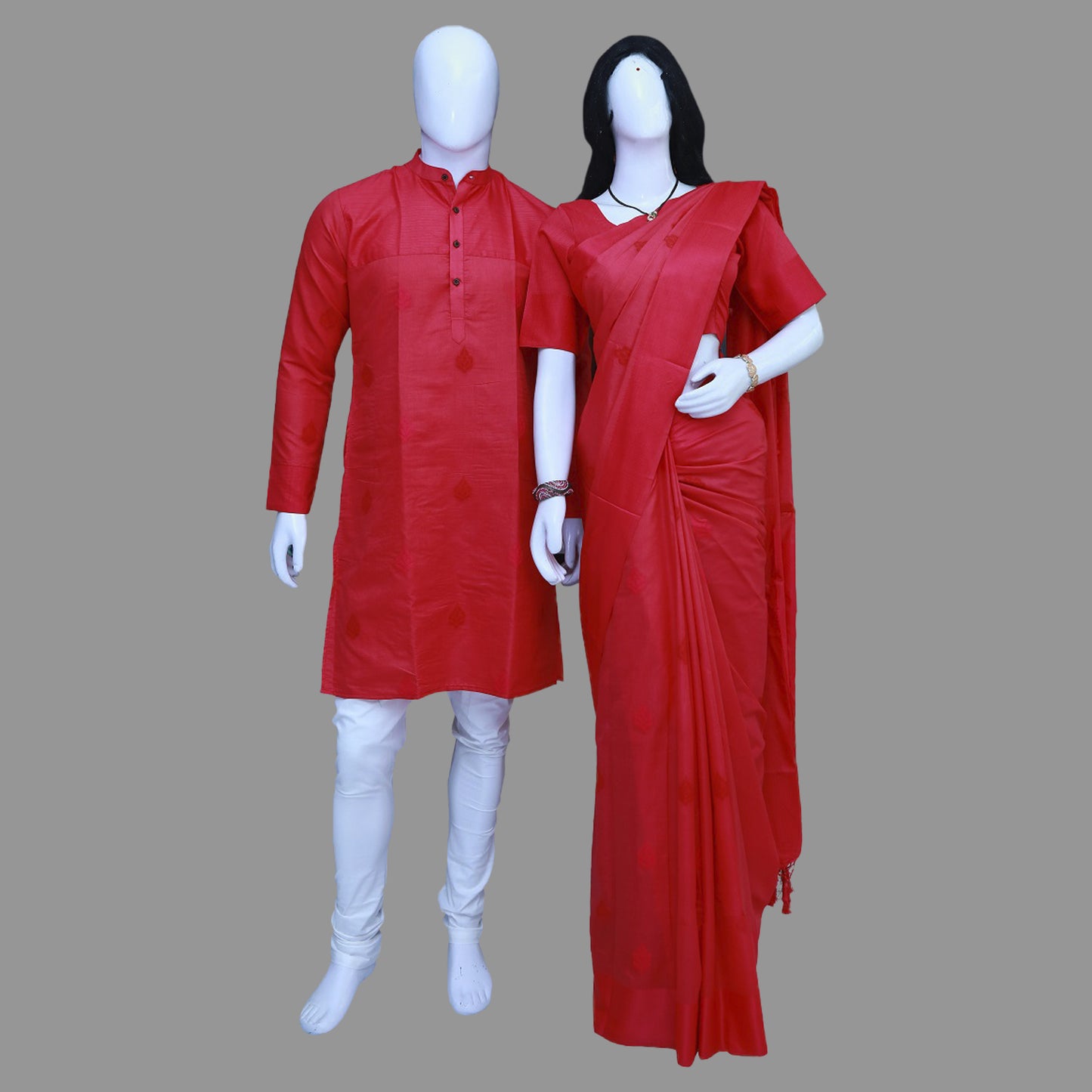 Pink Men's Kurta & Saree Combo | S3MS