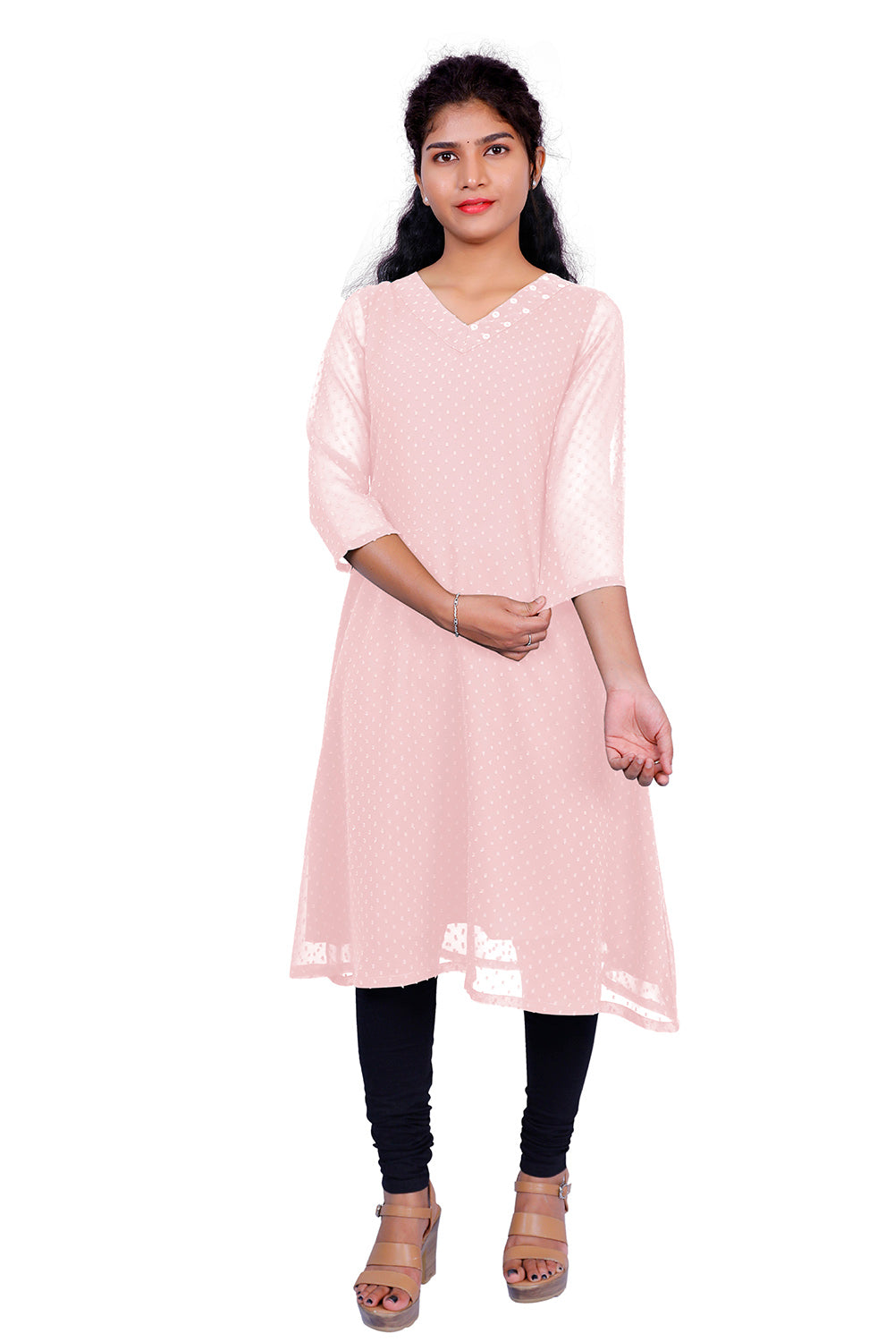 Textured Georgette A-Line Kurti β Lightweight, Elegant & Everyday Ready | S3 Fashions | S3K416C
