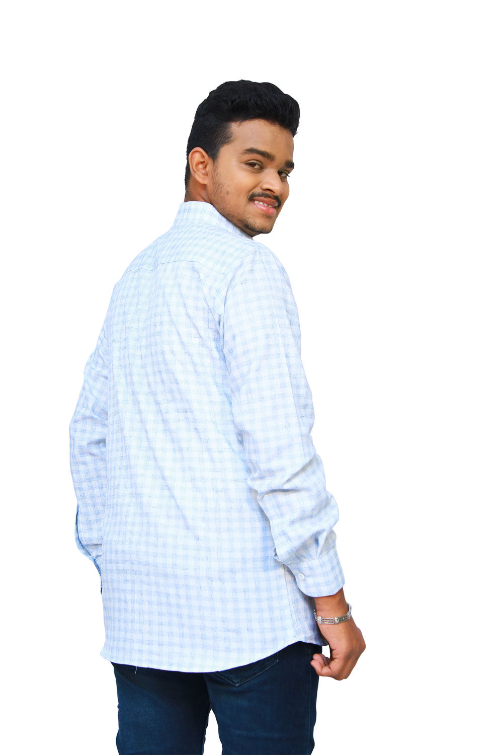 Men Checkered Formal Light Blue Shirt | S3S722