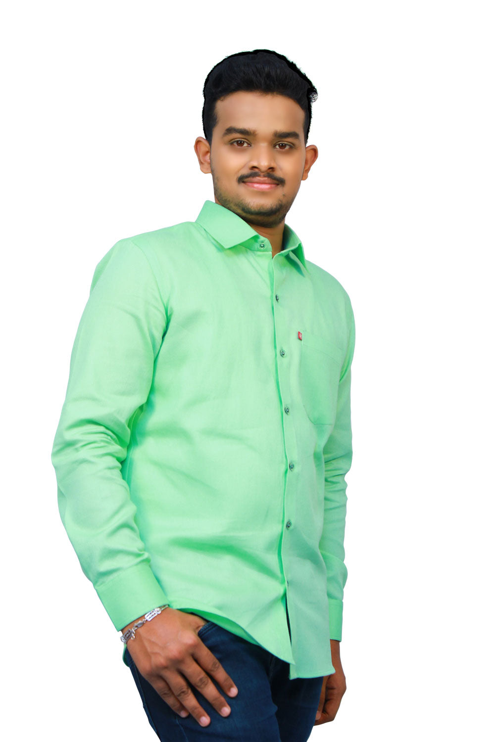 Green Textured Men’s Shirt | S3S724