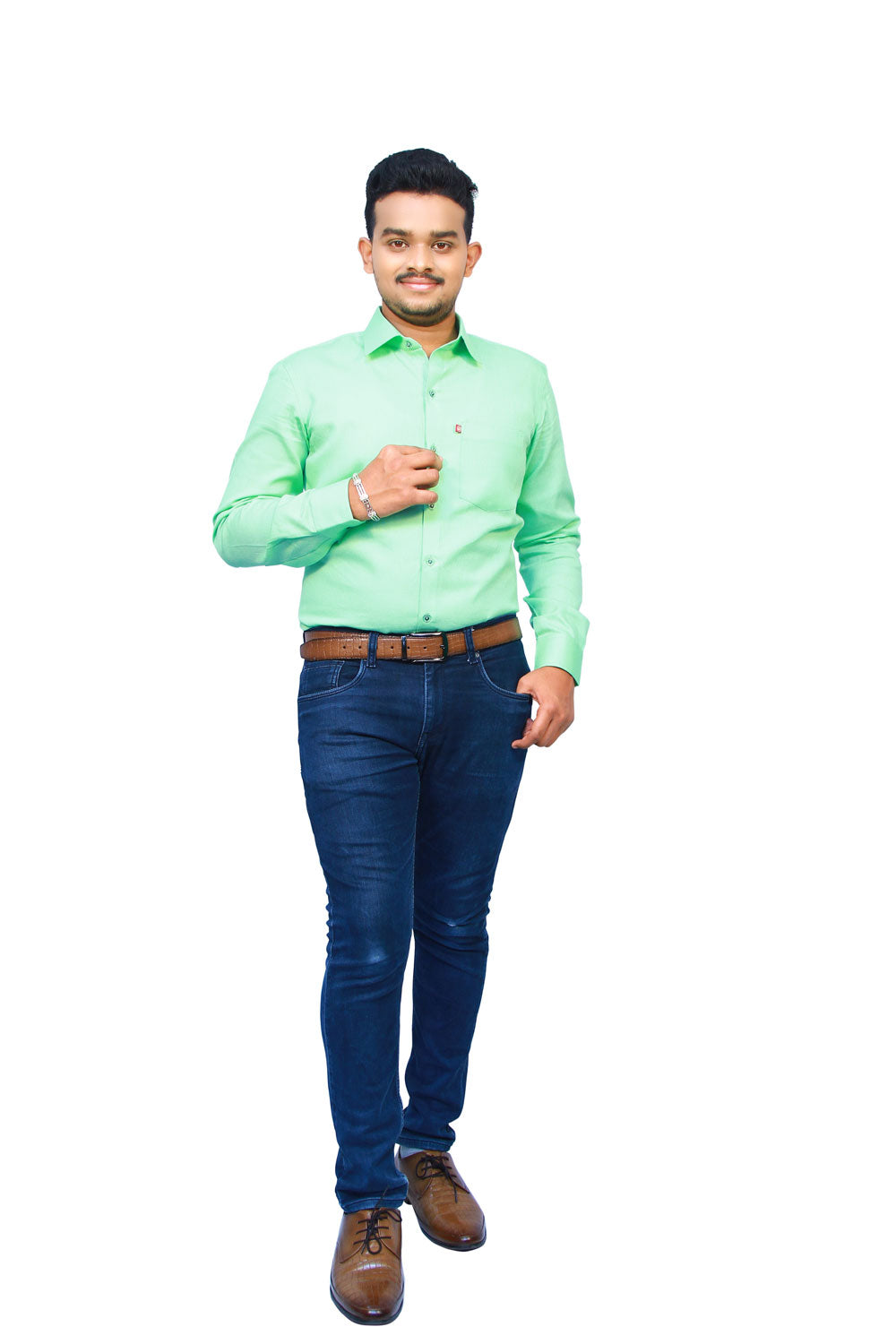 Green Textured Men’s Shirt | S3S724