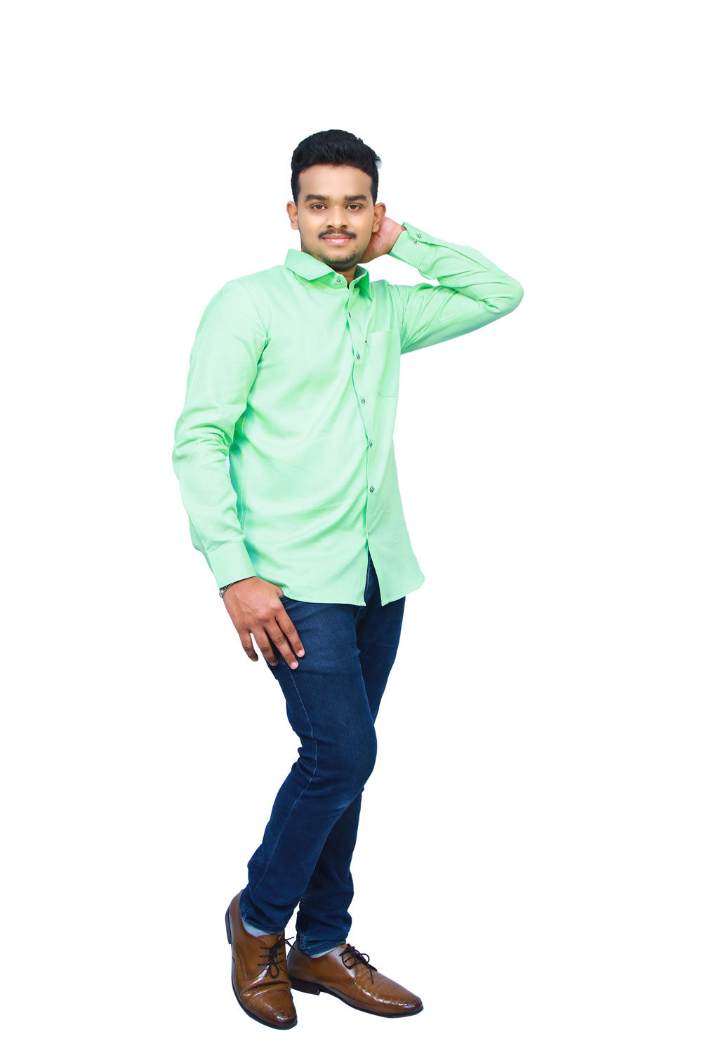 Green Textured Men’s Shirt | S3S724