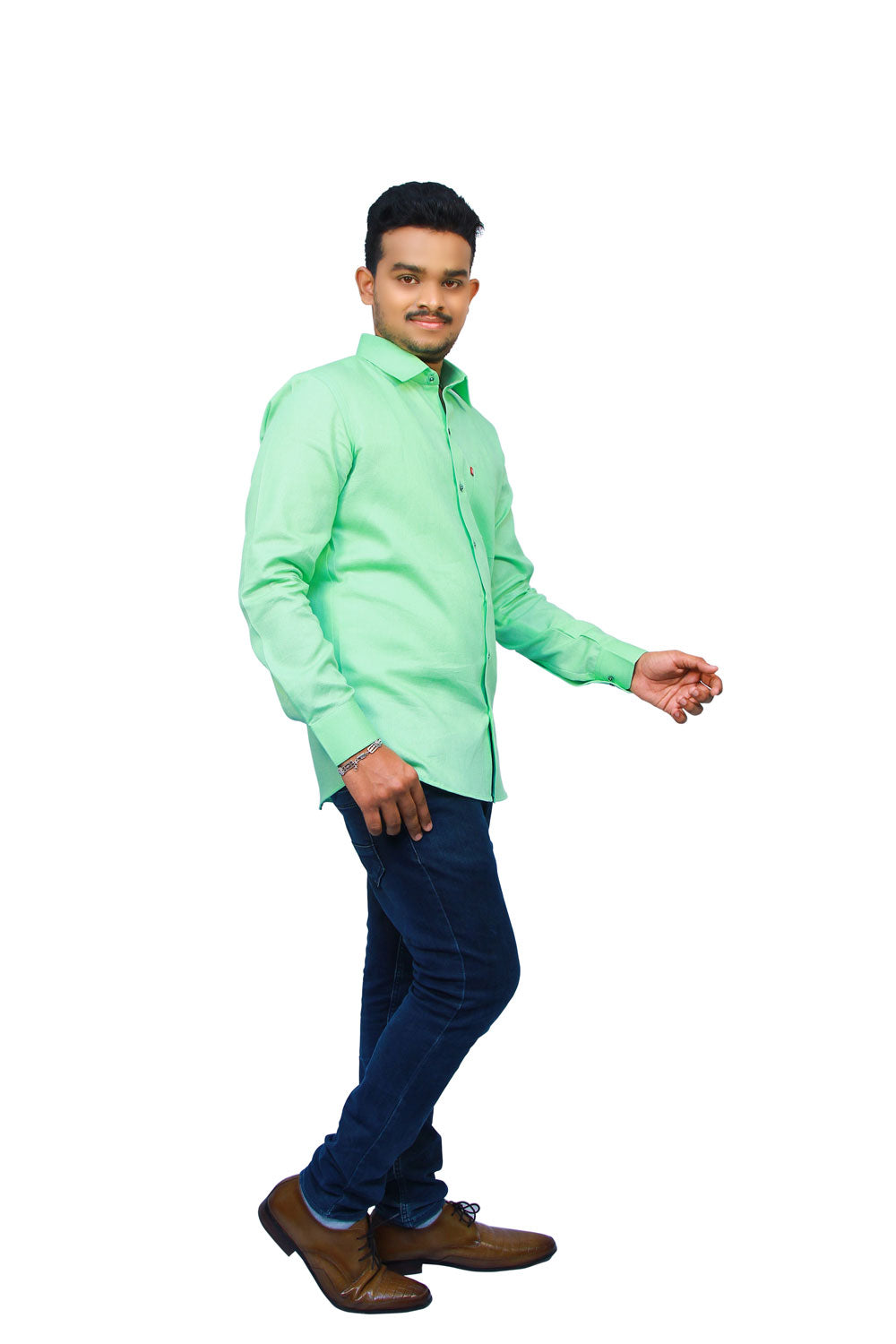 Green Textured Men’s Shirt | S3S724