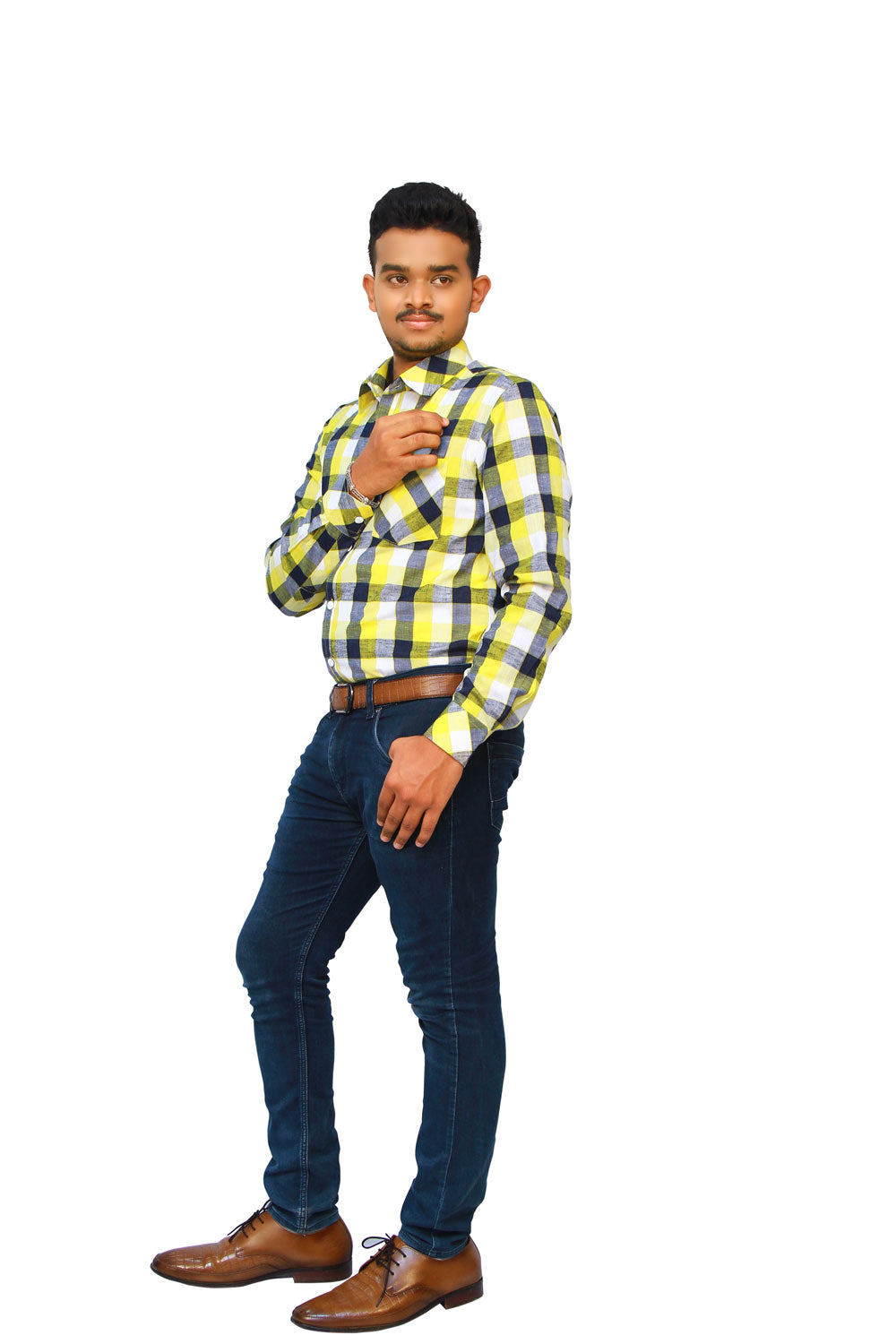 Yellow checks shirt | S3S725