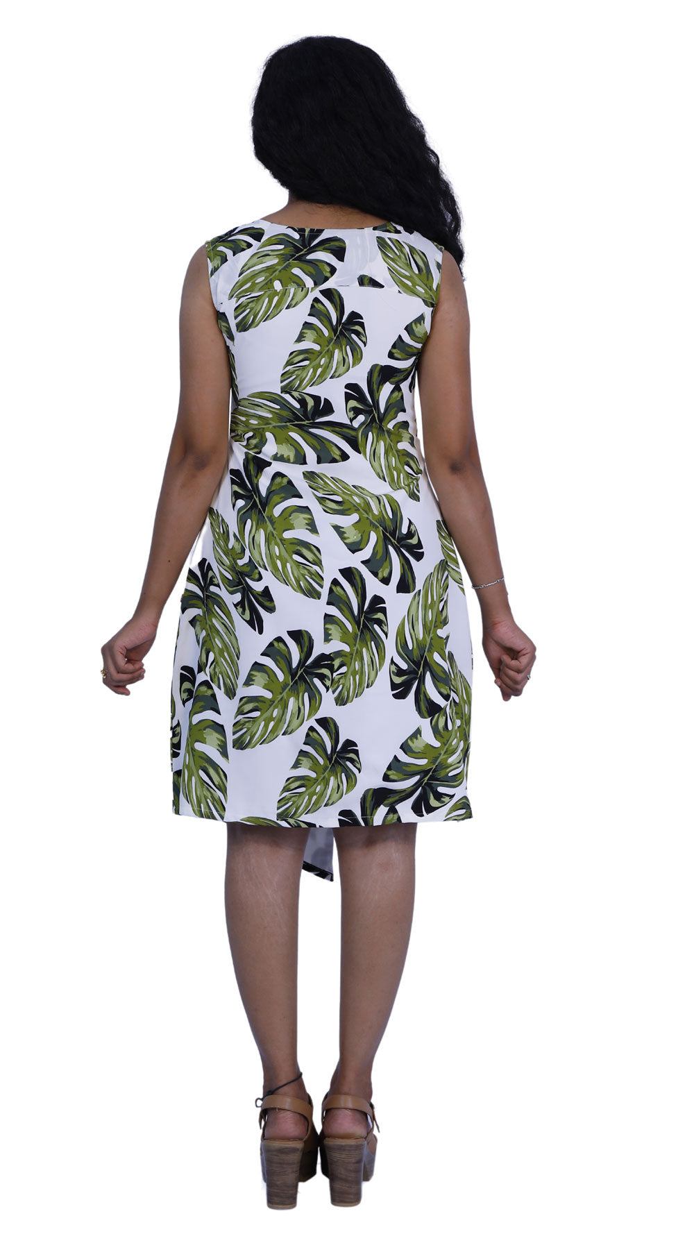 Women Ethnic leaf print White Dress | S3W211