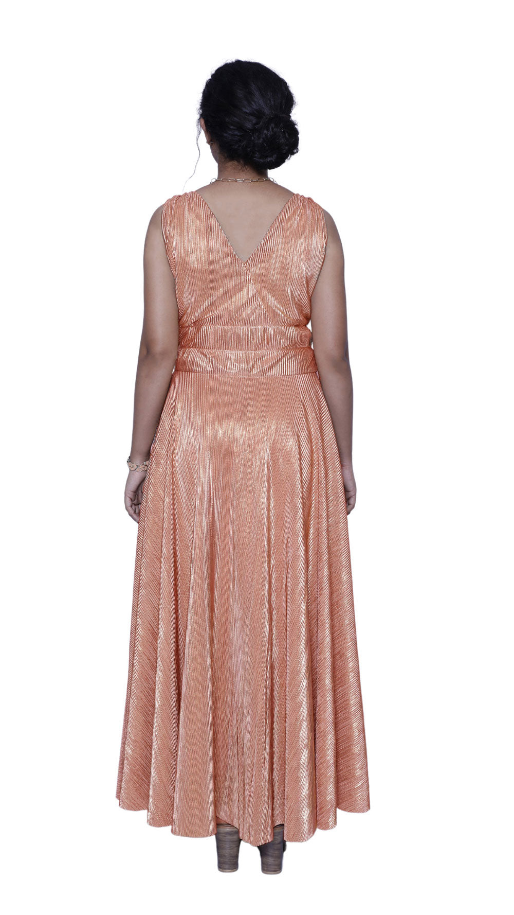 Women straight long frock (peach) | S3G271