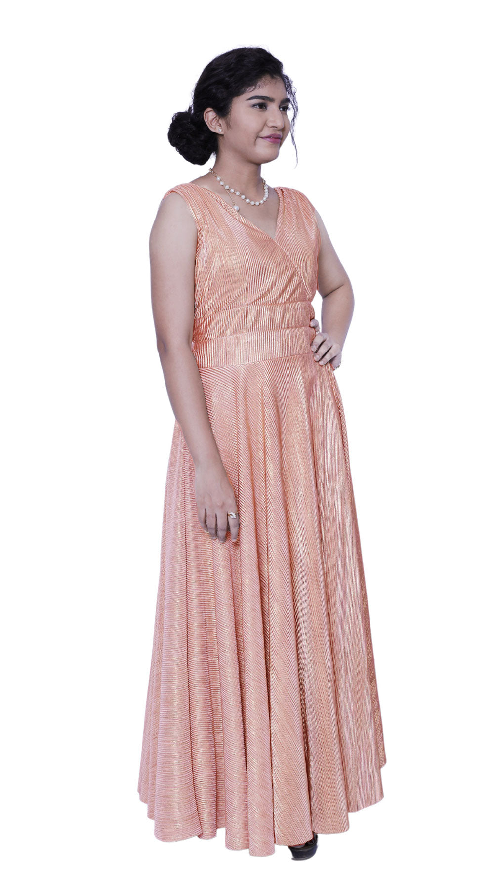Women straight long frock (peach) | S3G271