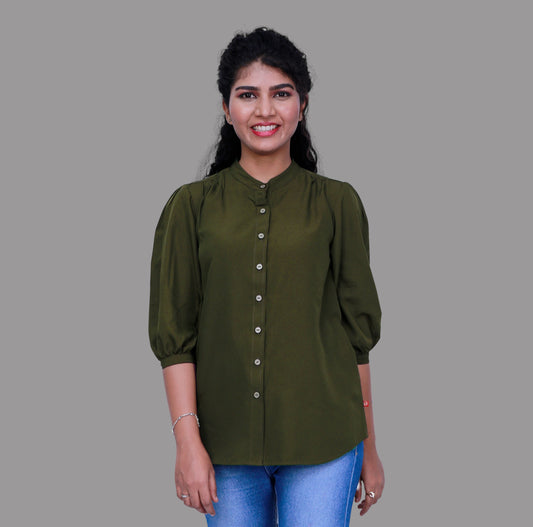 Women Regular Fit Solid Spread Collar Casual Shirt | S3T565