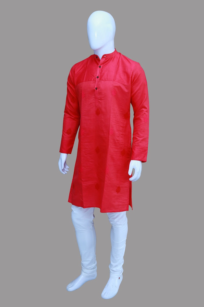 Men's Pink Plain Kurta | S3MK
