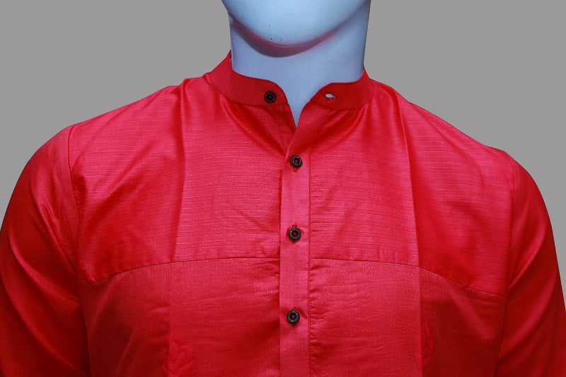 Men's Pink Plain Kurta | S3MK