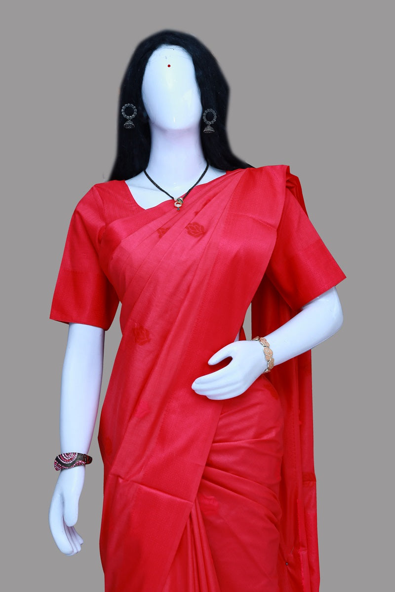 Pink Cotton Saree With Blouse | S3SB