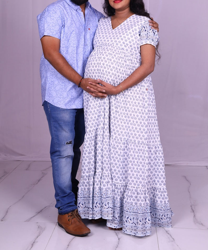 White Printed Maternity Shoot Combo | S3MWMC5