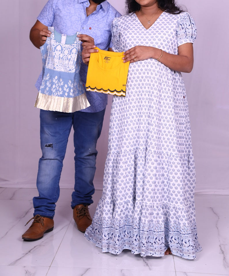 White Printed Maternity Shoot Combo | S3MWMC5