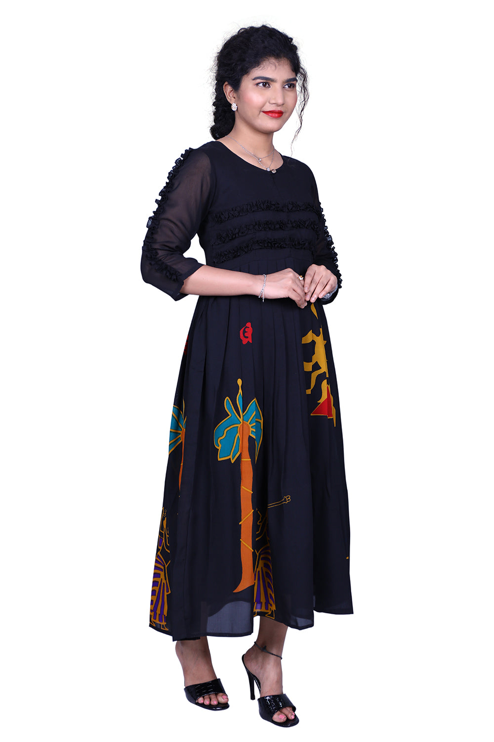 Black Georgette Printed Maxi | S3G866