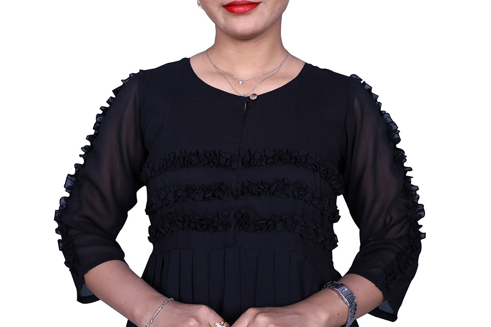 Black Georgette Printed Maxi | S3G866