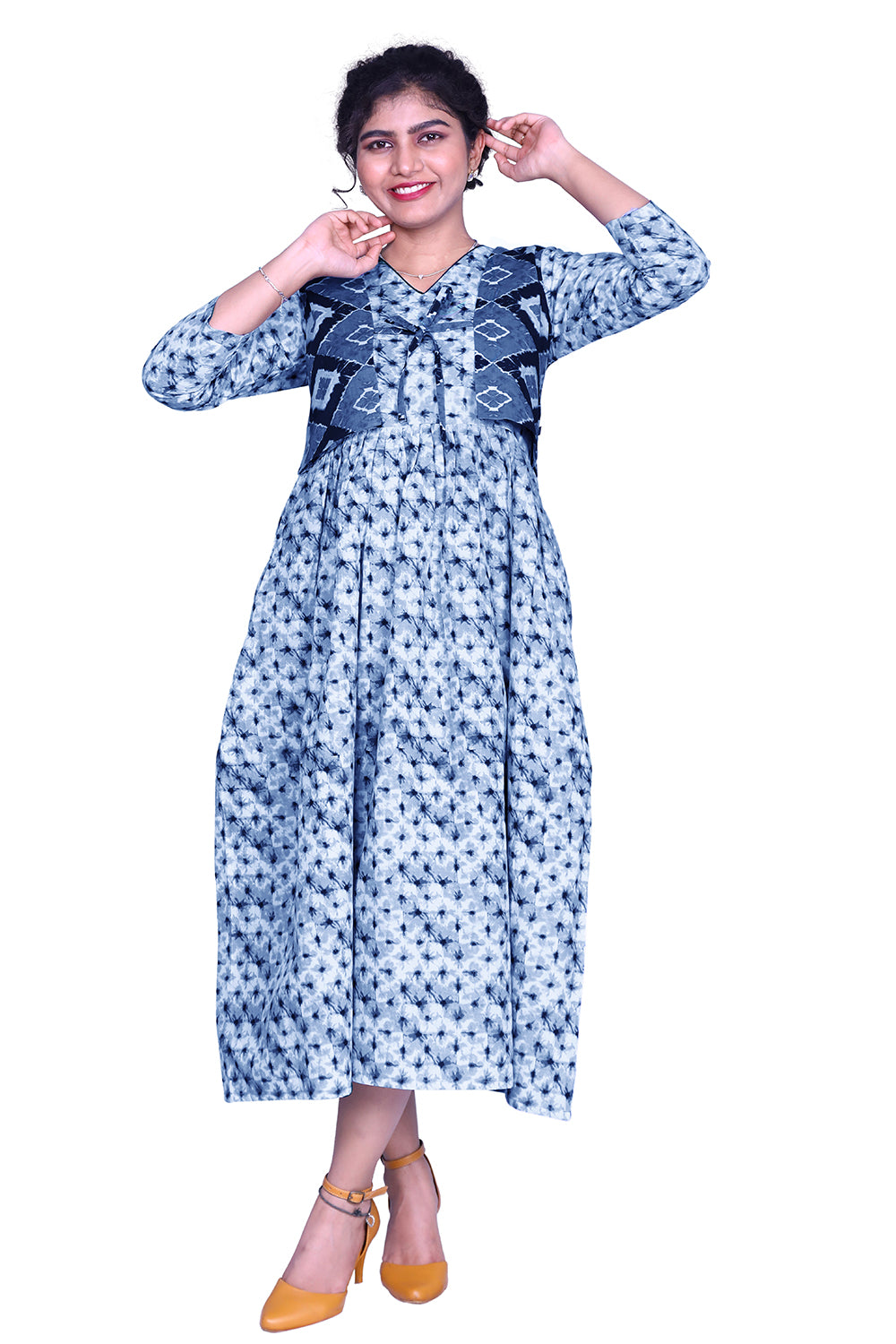 Blue Tie & Die Maxi With Coat | S3CT839