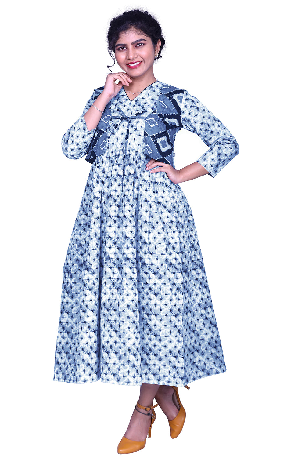 Blue Tie & Die Maxi With Coat | S3CT839