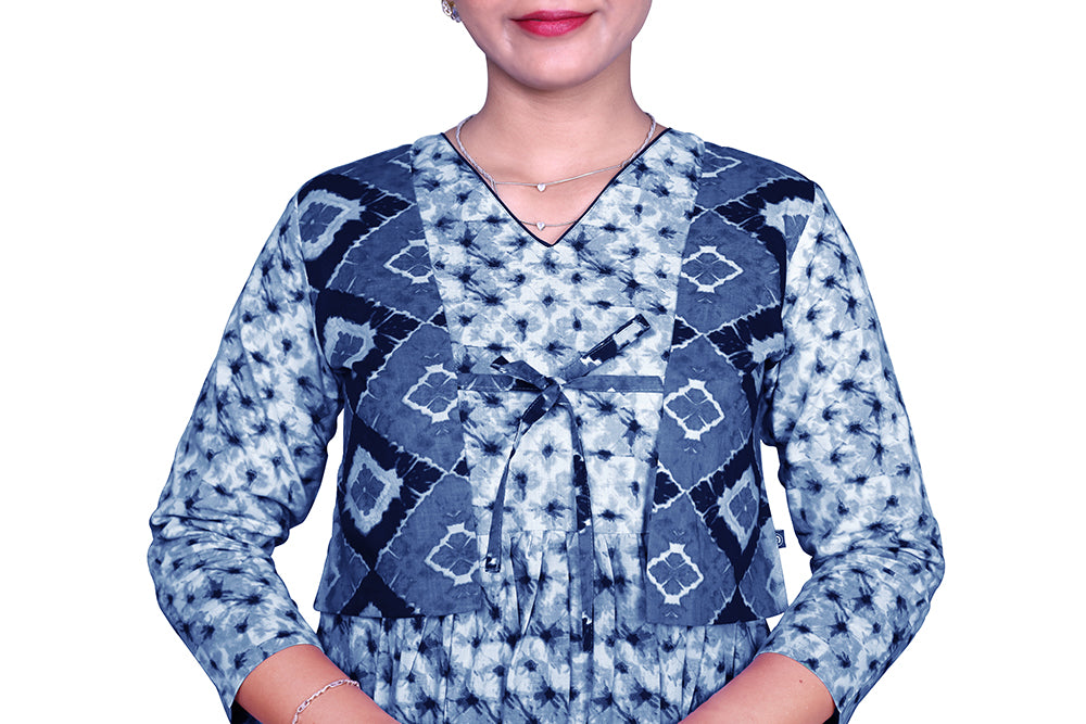 Blue Tie & Die Maxi With Coat | S3CT839