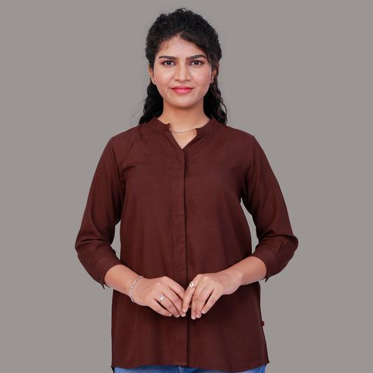 Casual Solid Women Brown Top | S3T563