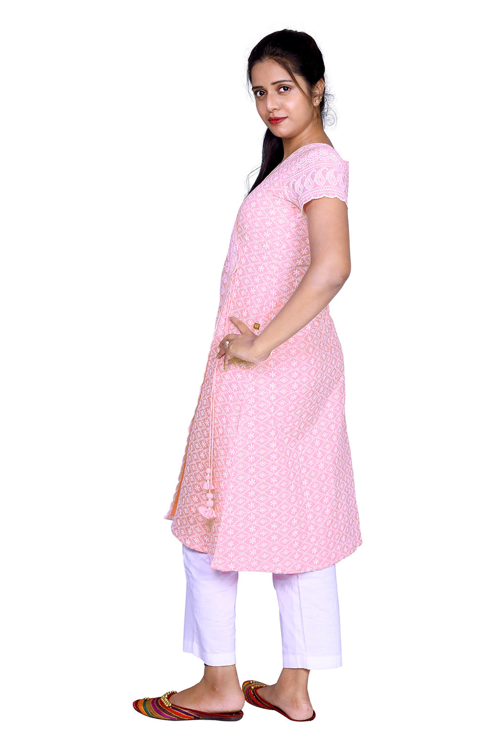 Pink Chikankari Embroidery Kurti| S3K655