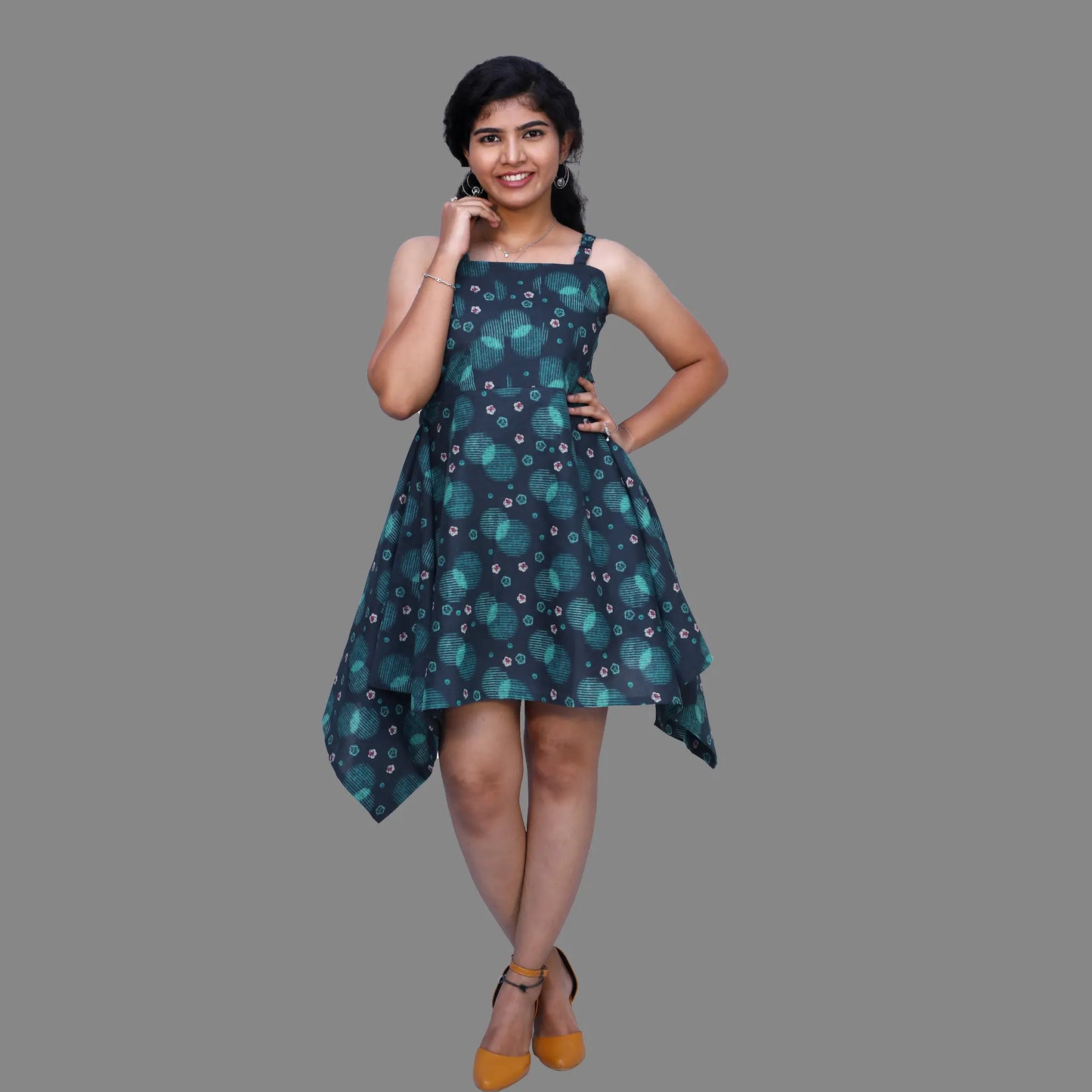 Women Asymmetric Blue Dress