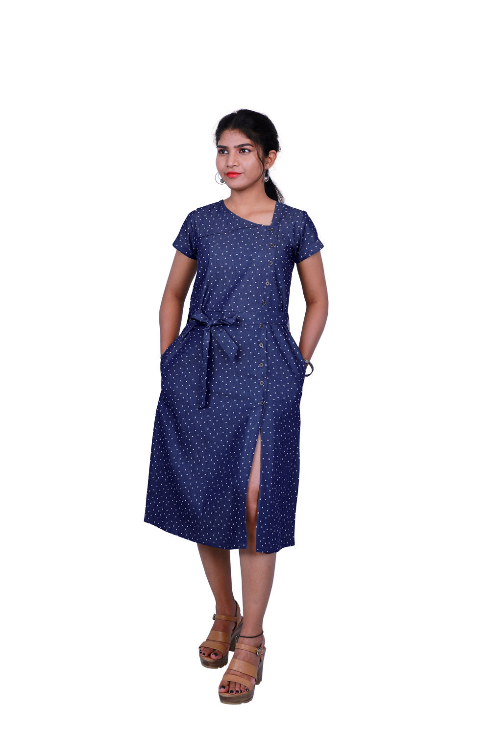 Women A-line Blue Dress | S3D429