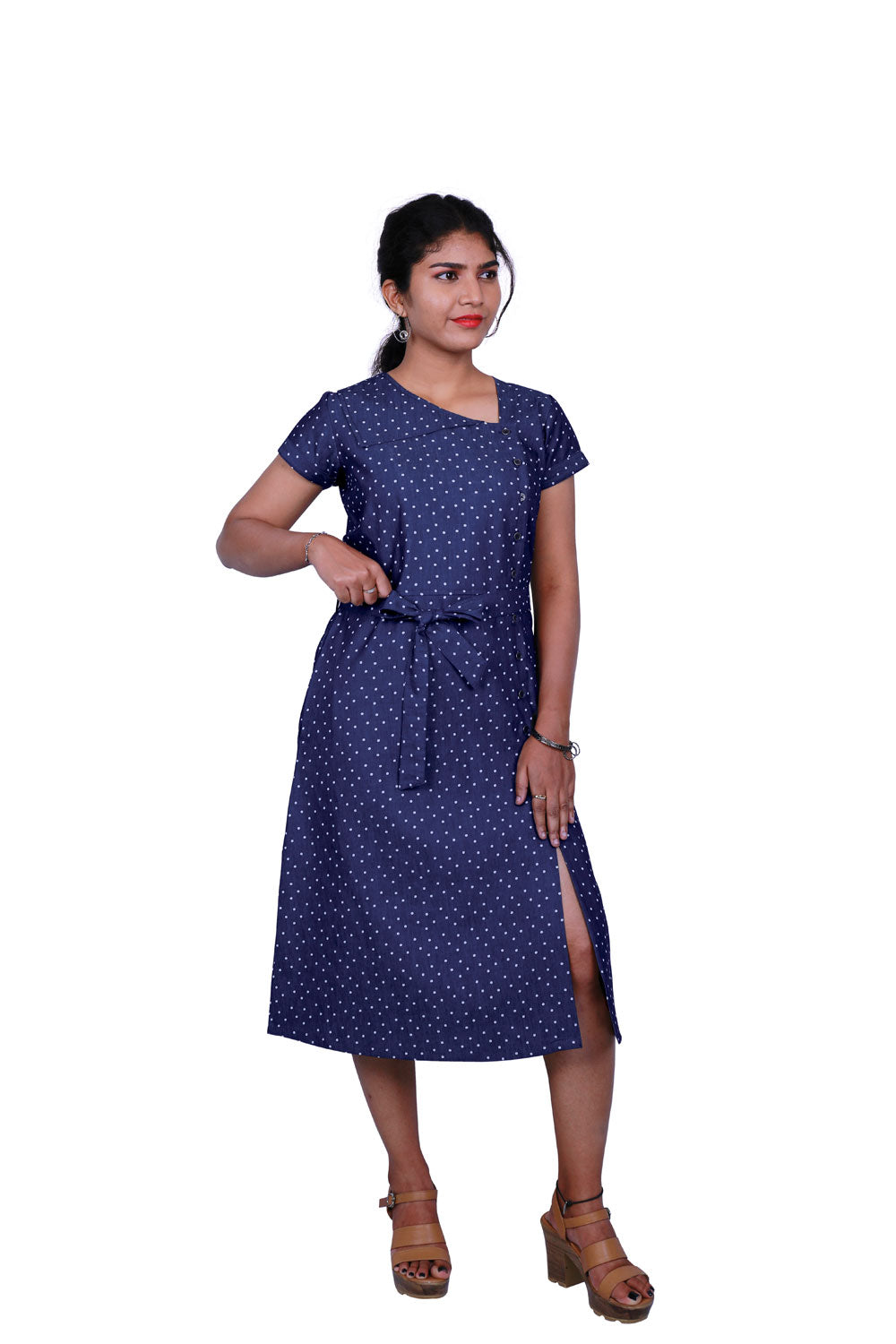 Women A-line Blue Dress | S3D429