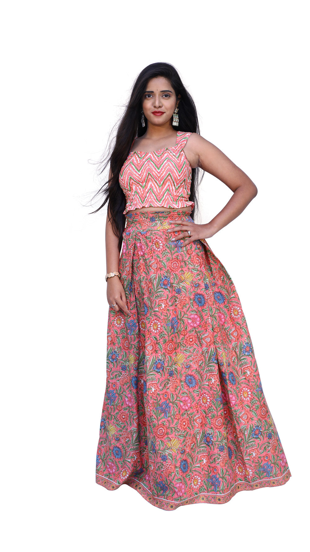 pink skirt set
