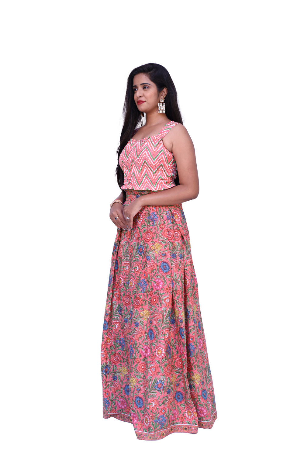 Women's crop Top with Skirt Set