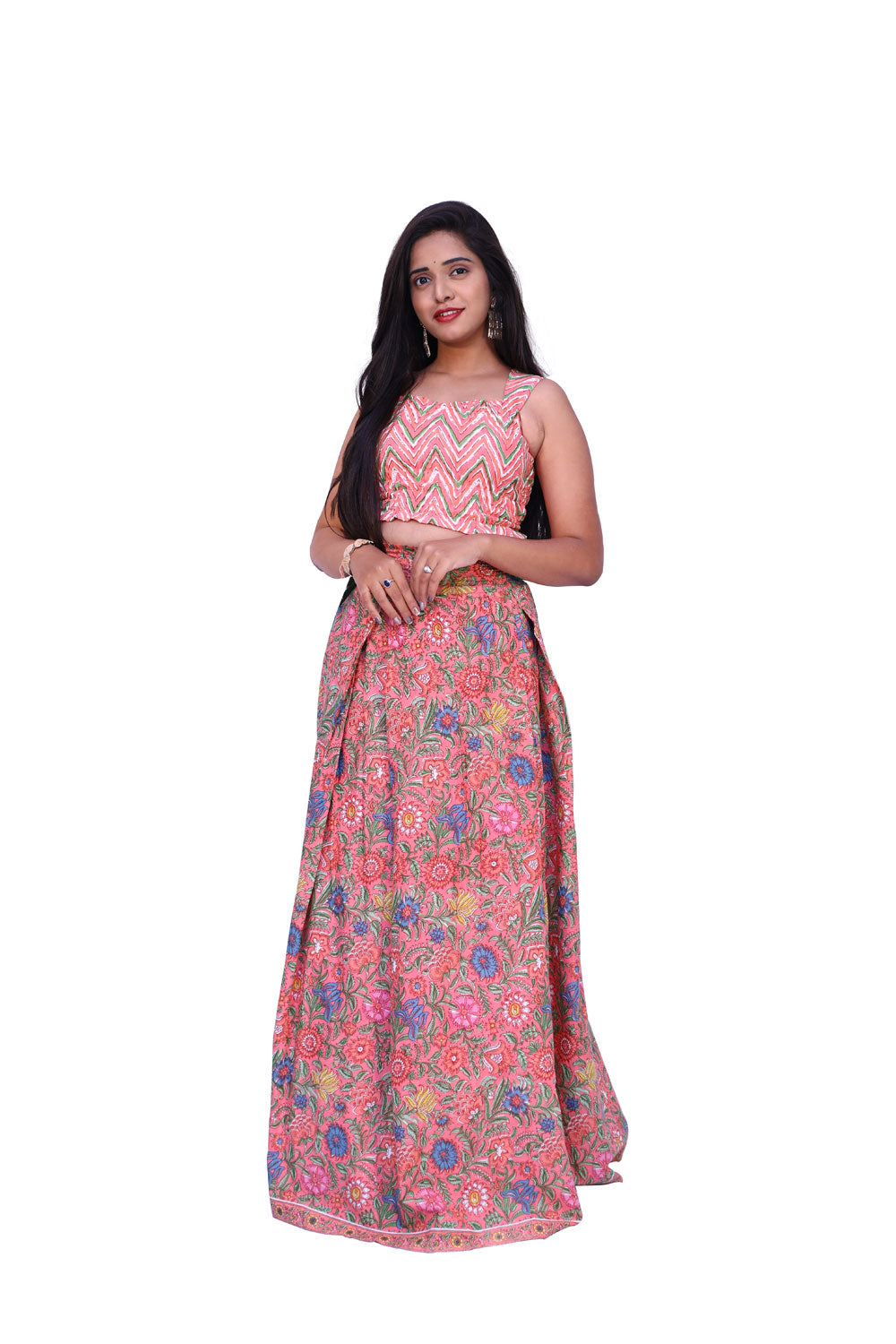 Women's crop Top with Skirt Set