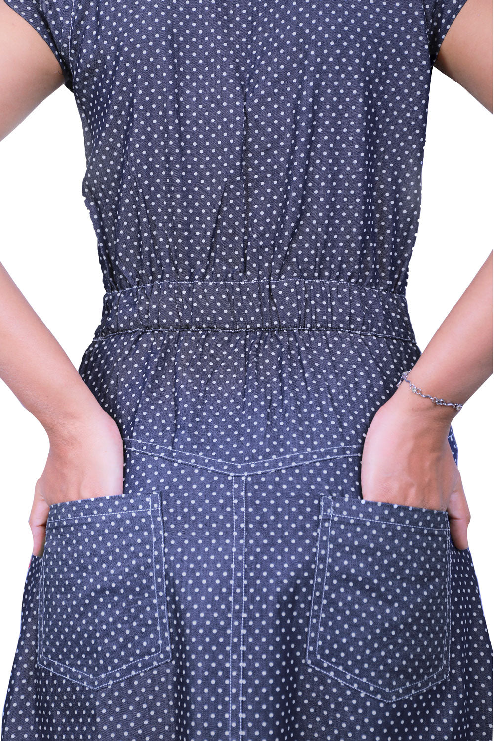 Collared A-Line Blue Dress | S3D427