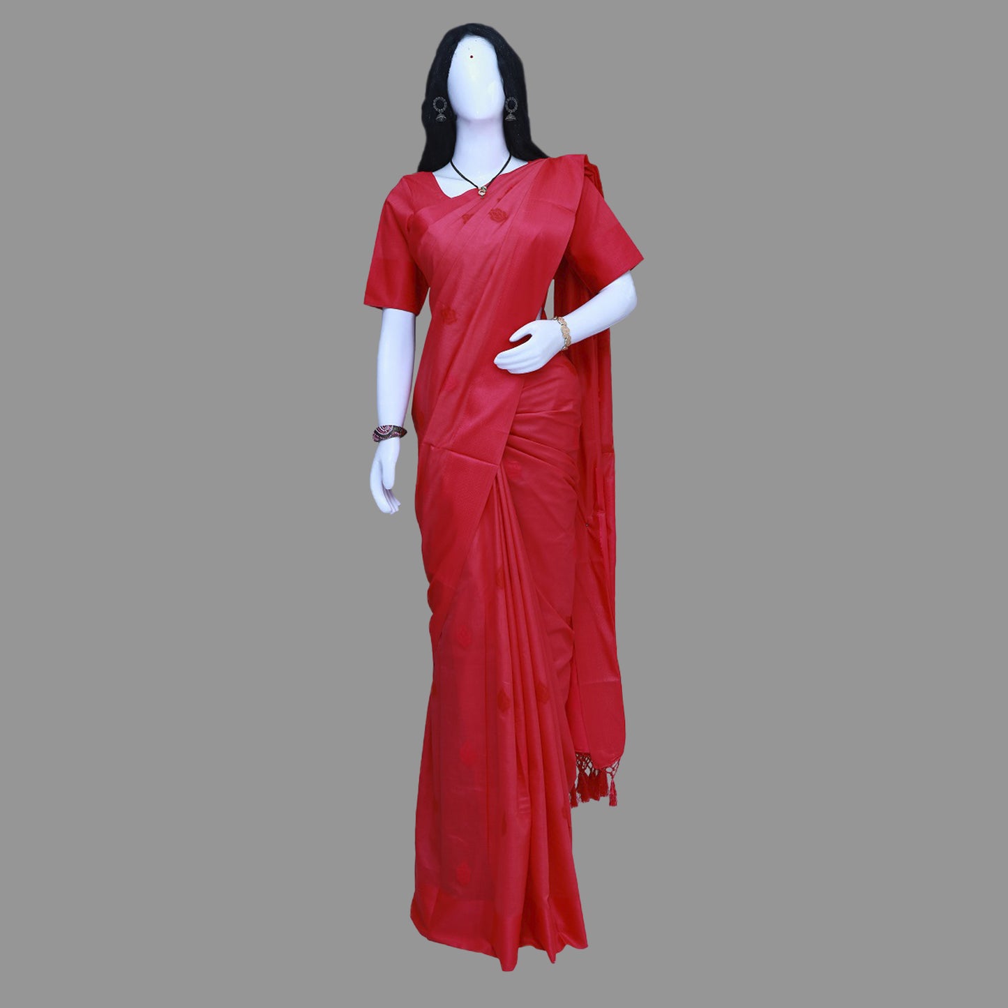 Pink Cotton Saree With Blouse | S3SB