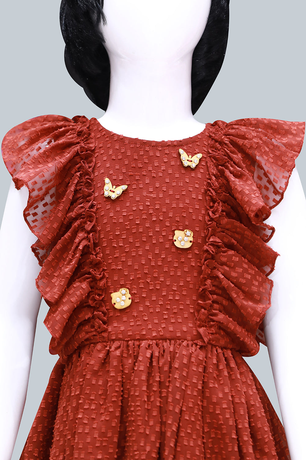 Maroon Ruffles Baby Girl Frock | KIDS FROCK