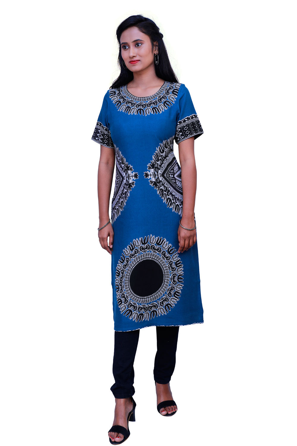 Black & Blue Trishul Printed Kurti | S3X167