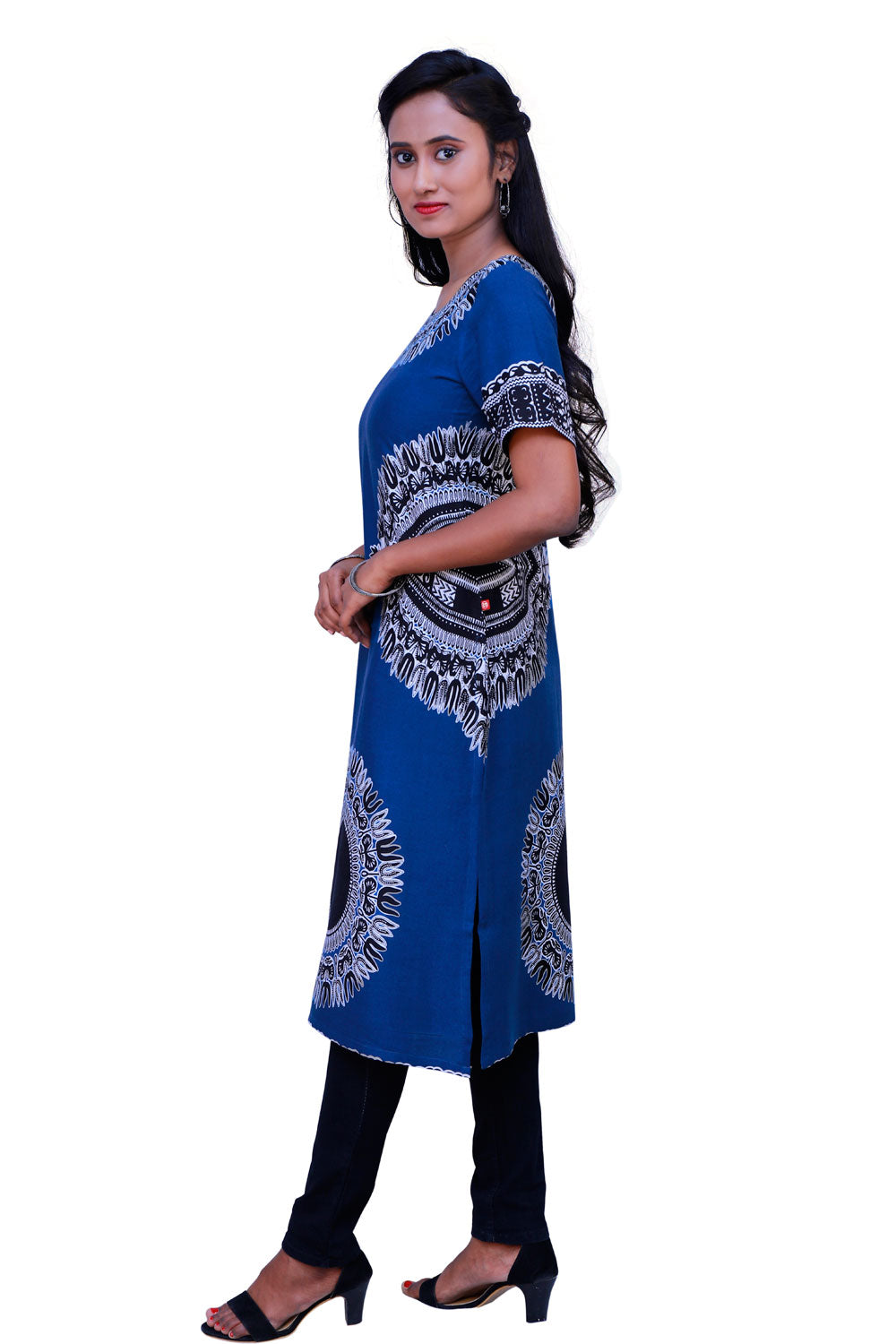 Black & Blue Trishul Printed Kurti | S3X167