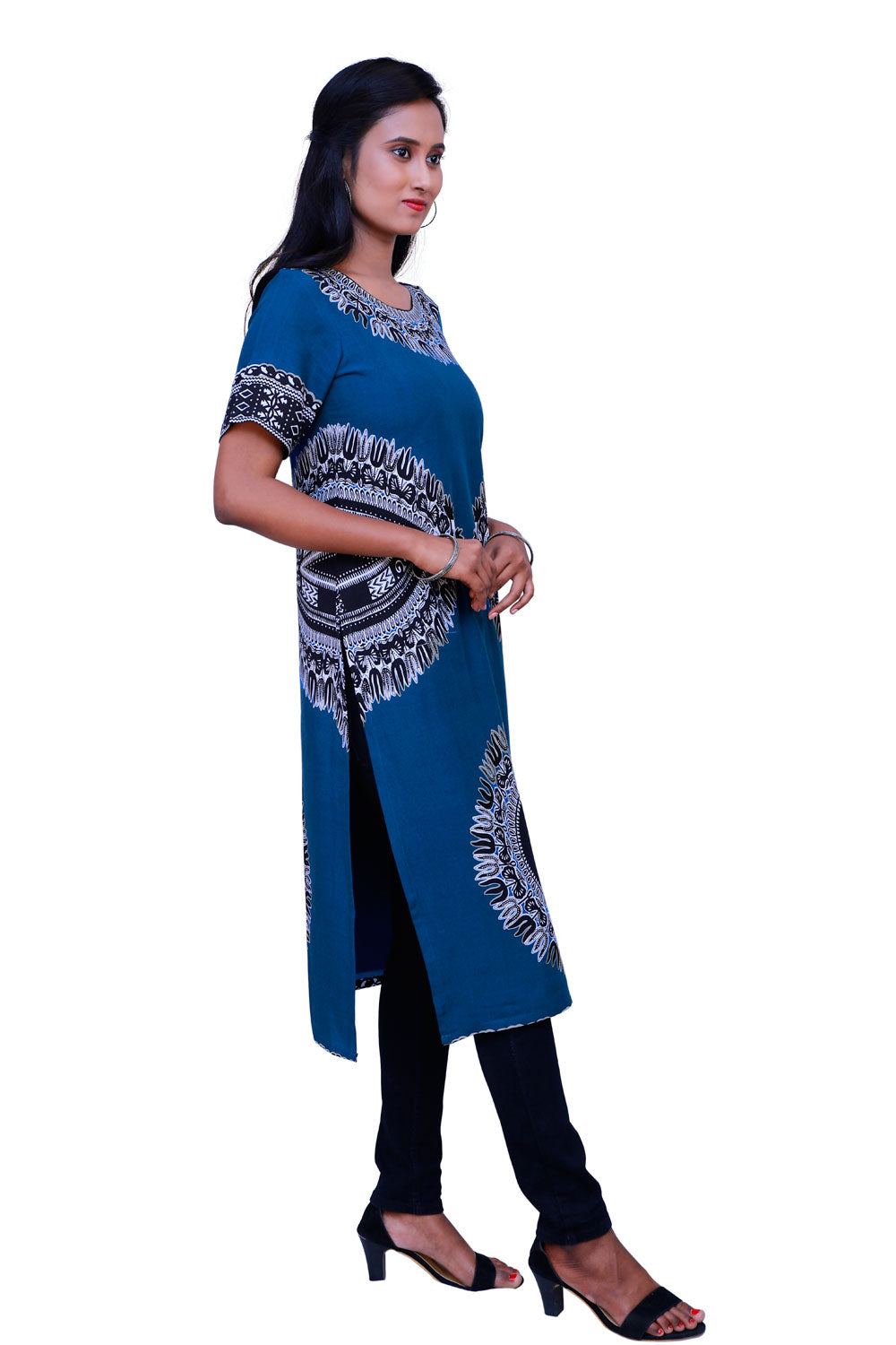 Black & Blue Trishul Printed Kurti | S3X167