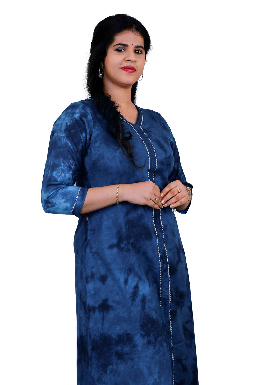 BLUE TIE AND DYE A LINE KURTI | S3K346