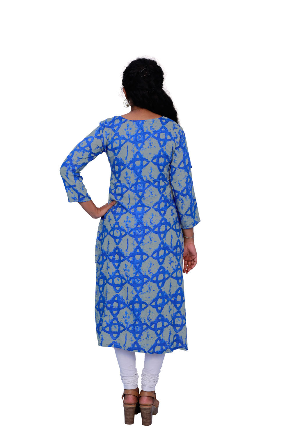 Women Printed Straight Kurta (Blue) | S3K077