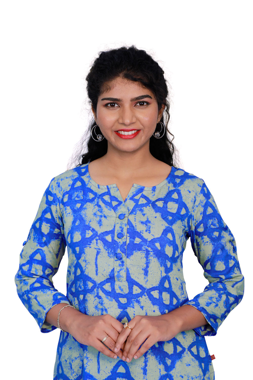 Women Printed Straight Kurta (Blue) | S3K077