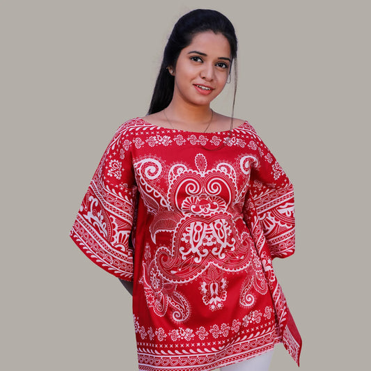 Floral Print Cotton Blend Women Kaftan | S3K714