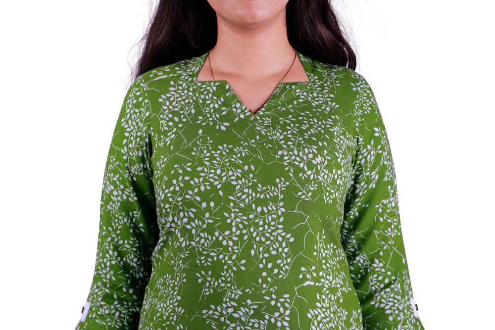Women Printed A-line Kurta (Green) | S3X131