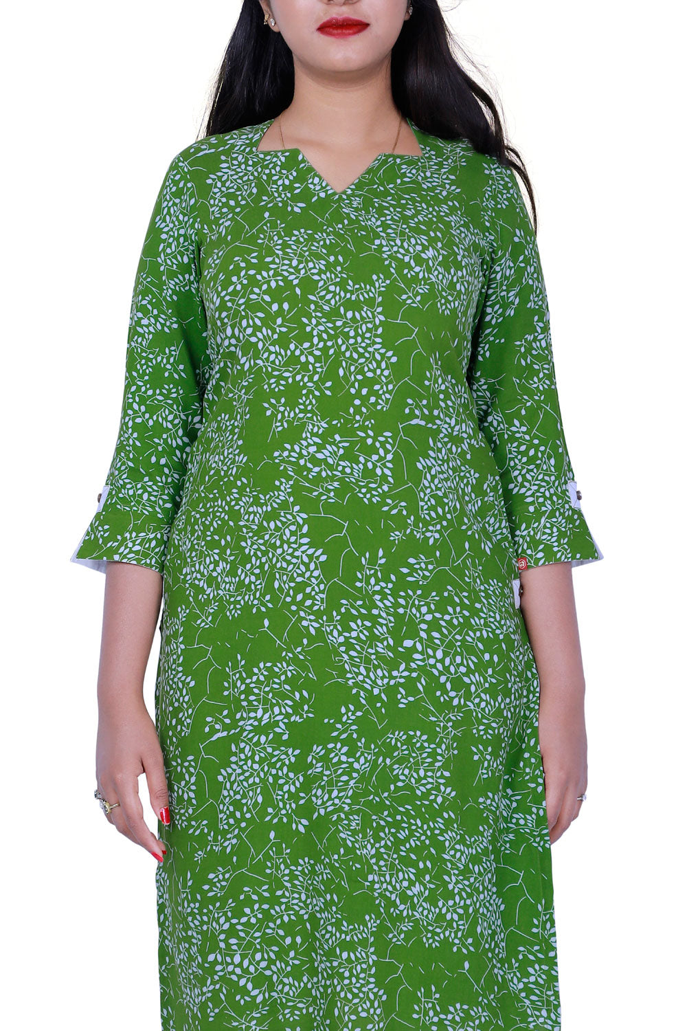 Women Printed A-line Kurta (Green) | S3X131