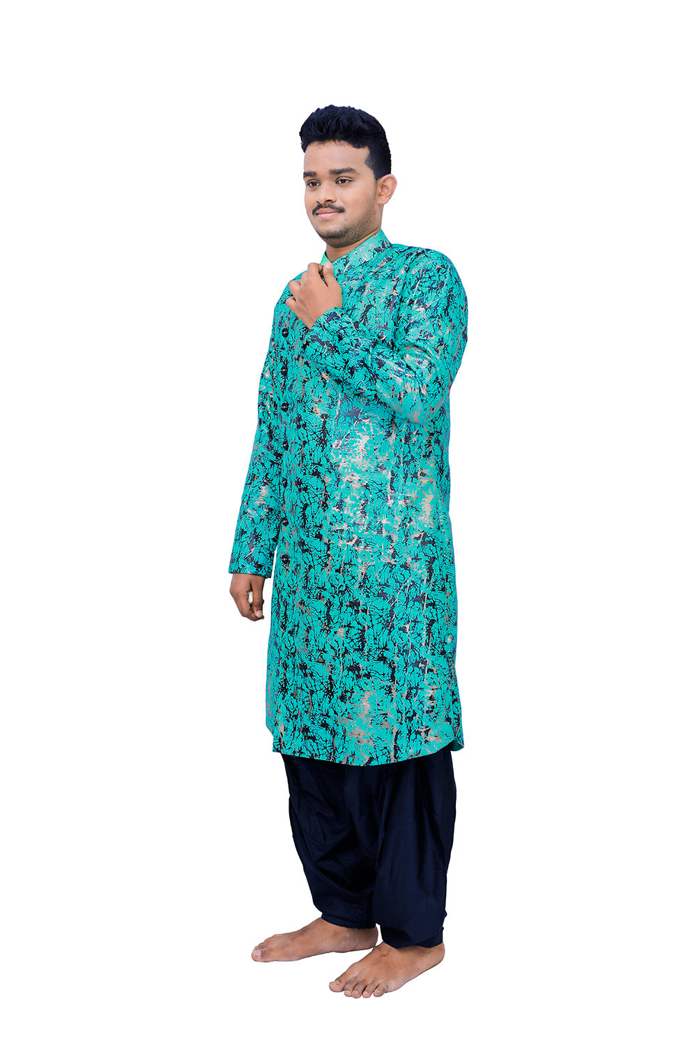 Men's Rama Green& Black Kurta Salwar Patiala | S3MKPS