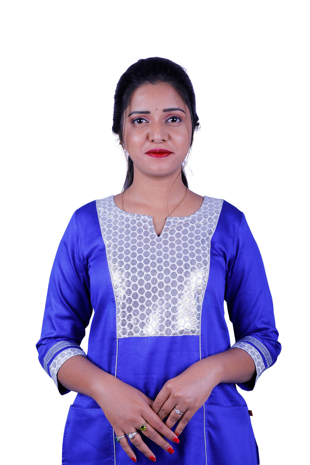 Women Solid Cotton Blend Straight Kurta (Blue) | S3X184A